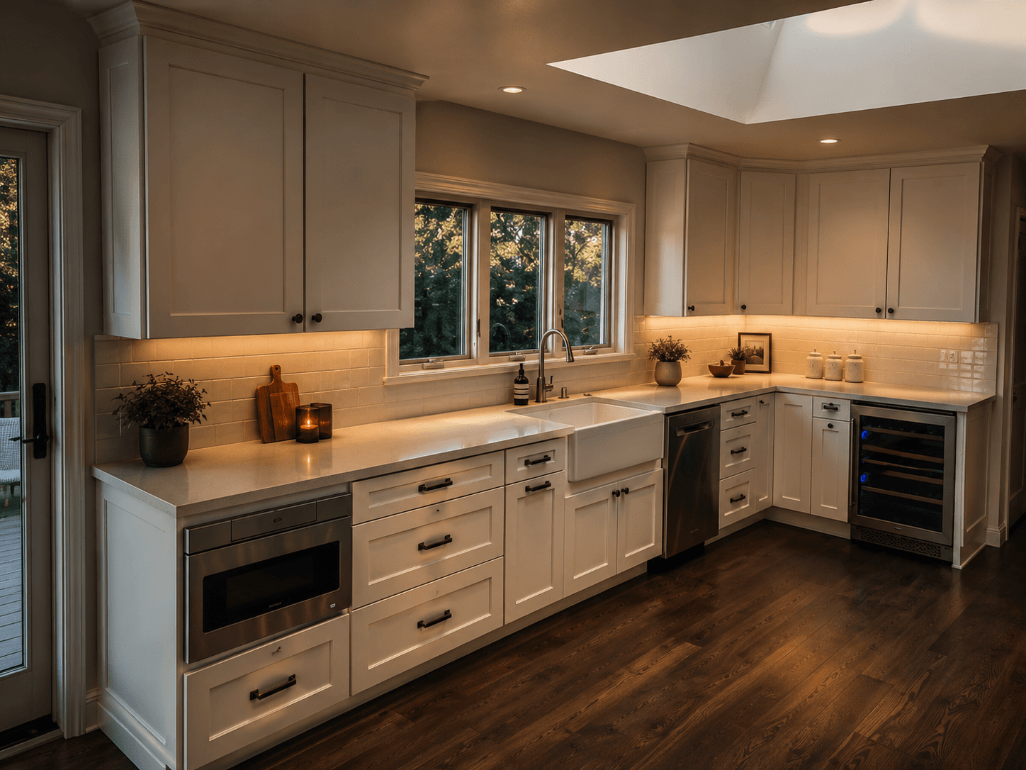 Kitchen remodel showing refined cabinetry and finish work